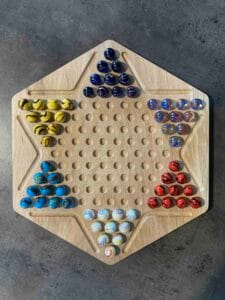 jeu des Dames Chinoises en chêne création Woody Woods Design entreprise individuelle française de création de jeux en bois (Gard) jeu en vente sur le site : www.woody-woods-design.fr