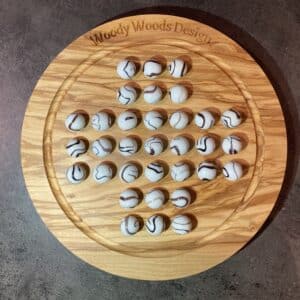 Jeu de solitaire en olivier, artisanal made in France
